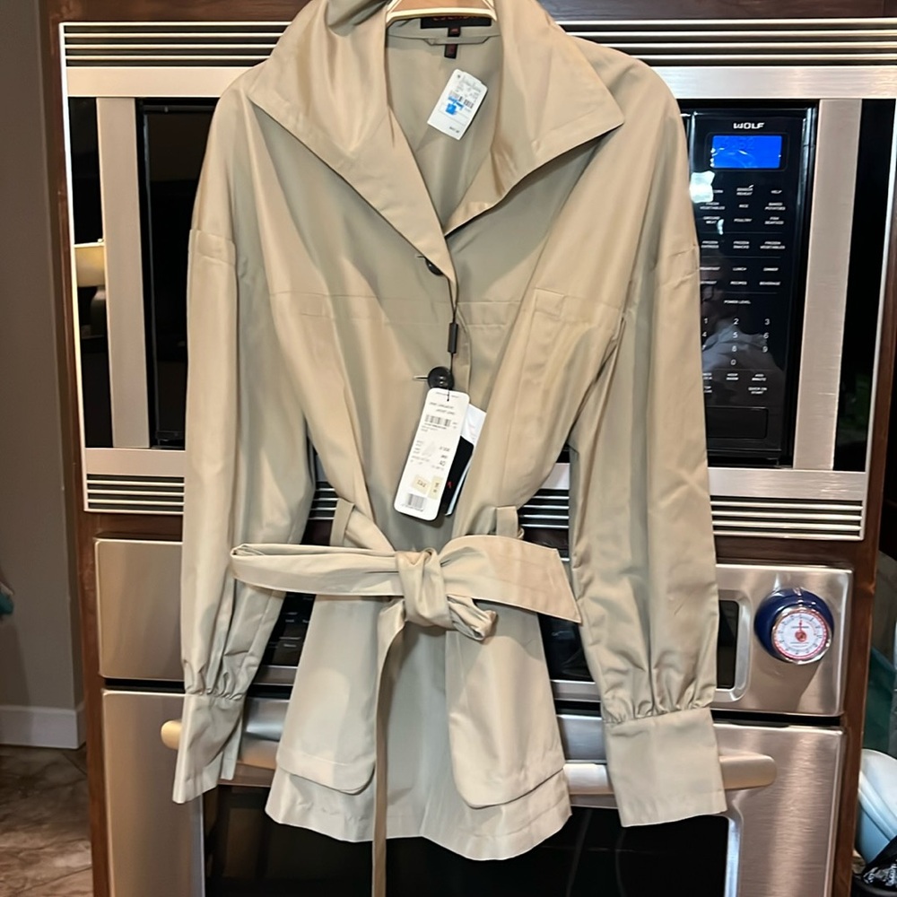 BEAUTIFUL ESCADA 100%SILK TRENCH COAT JACKET LUXURY CHIC W/EXT POCKETS BELTED